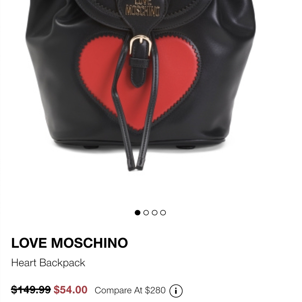 Love Moschino Black Backpack with Red Heart